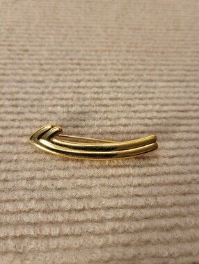 Monet Curved Double Bar Gold Tone Brooch 1.75" L